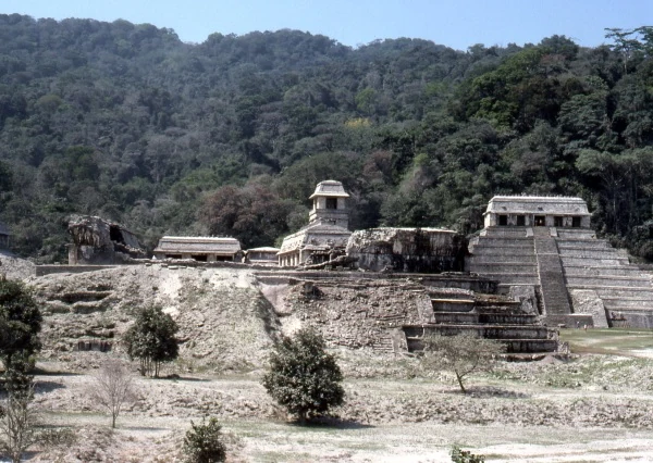 Palenque covered in ash after the eruption of El Chichón