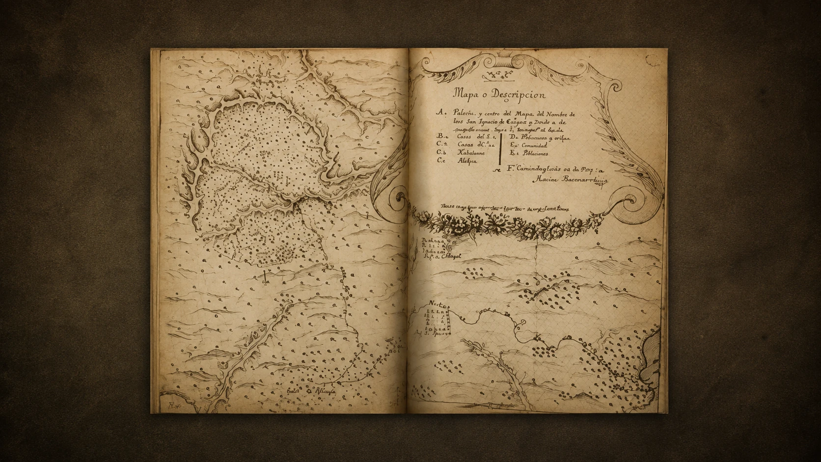 Map spread with a regional description