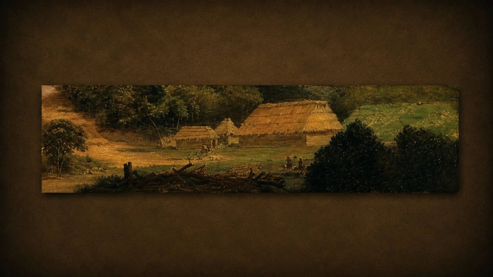 Pintura de Waldeck: Las chozas en la colina