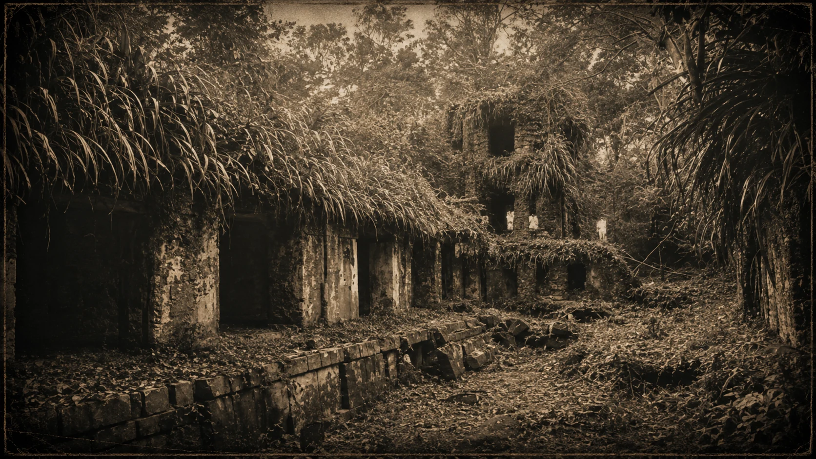 Die Ruinen von Palenque. Der Westhof mit Palastturm. Fotografie von Guillermo bzw. Wilhelm Kahlo, Vater von Frida Kahlo (1905), INAH-Mediateca-Archiv. Restaurierung und digitale Kolorierung von J.C. De la Cruz Die Ruinen von Palenque. Der Westhof mit Palastturm. Fotografie von Guillermo bzw. Wilhelm Kahlo, Vater von Frida Kahlo (1905), INAH-Mediateca-Archiv. Restaurierung und digitale Kolorierung von J.C. De la Cruz